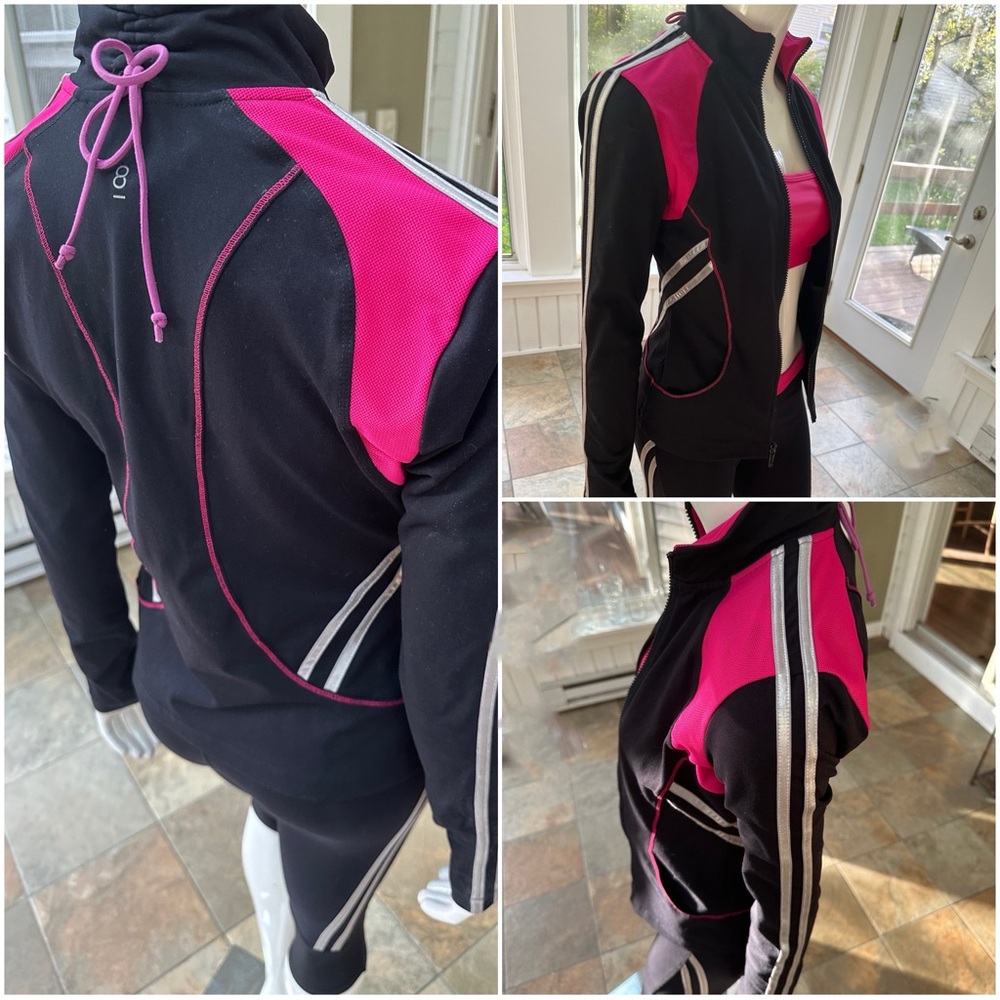Bebe Sport / PH8 4pc Tracksuit Sz S, Blk/Azalea/Silver